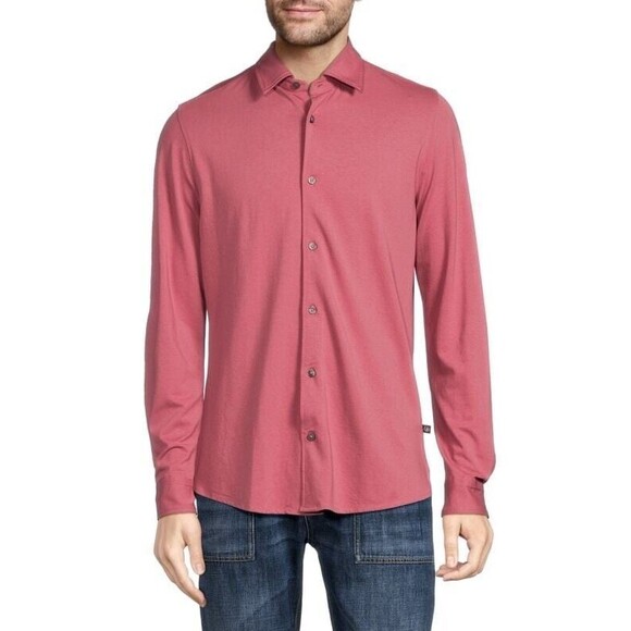 TED BAKER Rigby Contrast Trim Pique Sport Shirt 6 Pale Pink Button Up NEW B86 - Picture 1 of 6